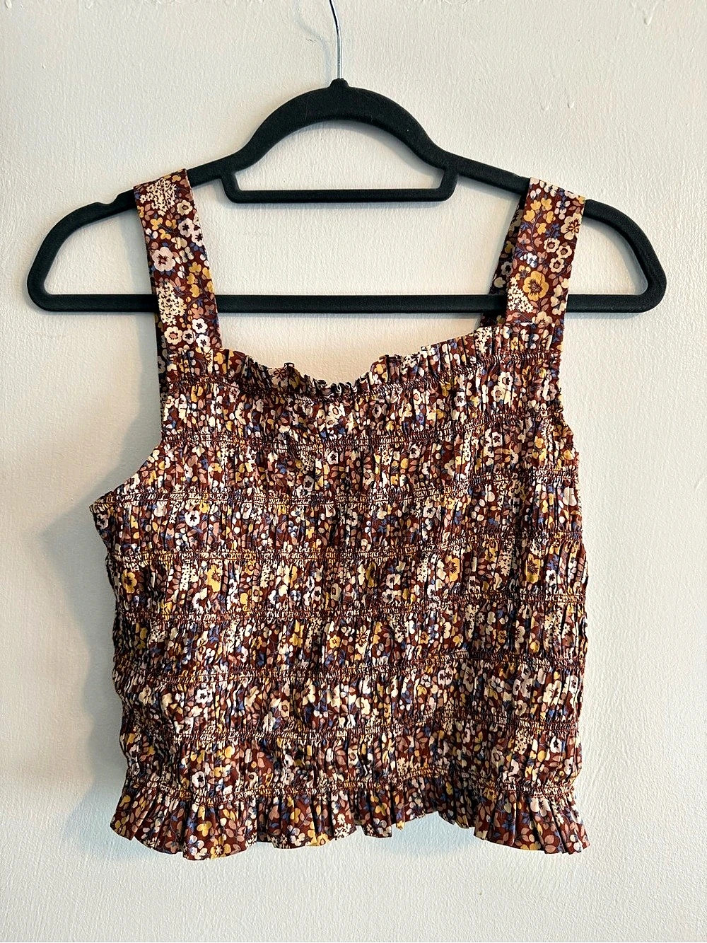 Everlane Floral Smocked Tank in Brown Size Medium